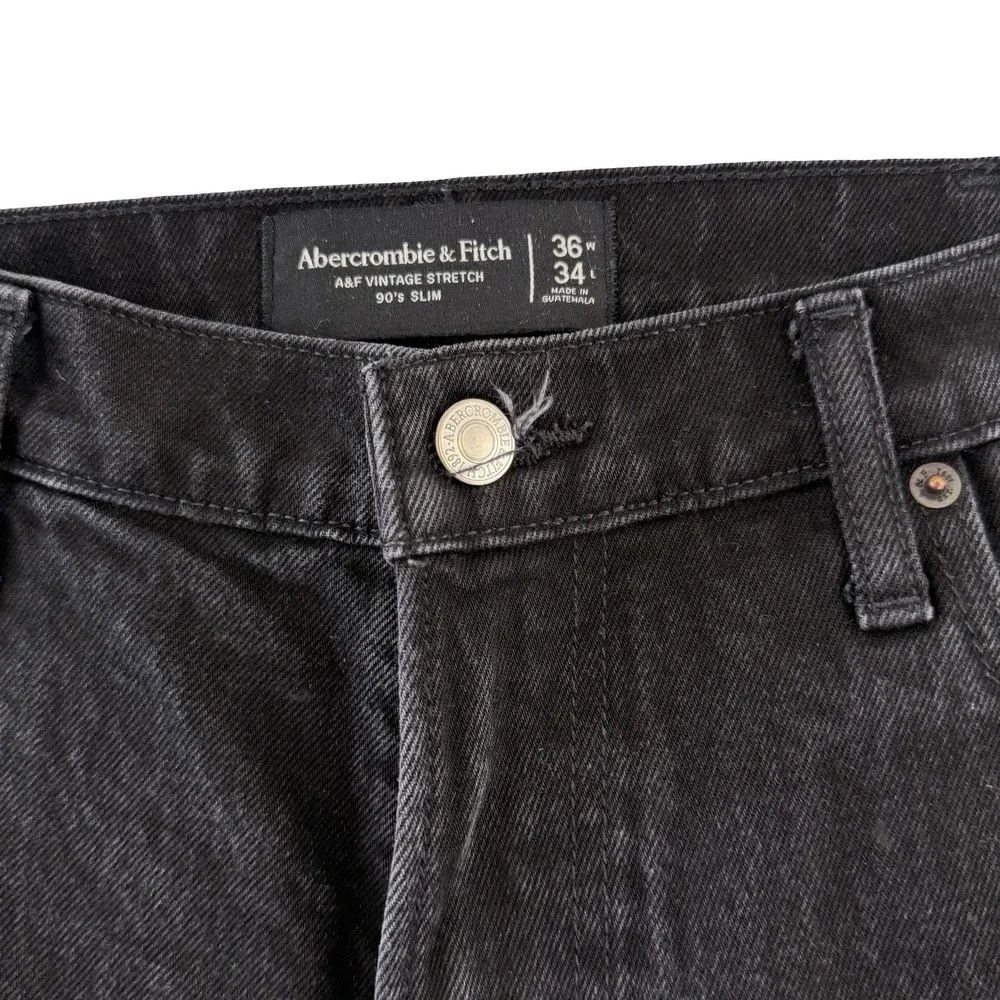 Abercrombie & Fitch 90s Slim Jeans Mens 36x33 Black A&F Vintage Stretch Denim